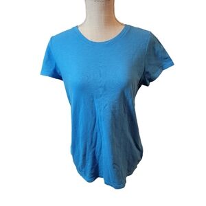 Athleta Favorite Cotton Tee Teal Blue Short Sleeve  Size Medium